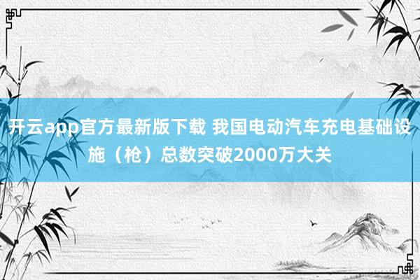 开云app官方最新版下载 我国电动汽车充电基础设施（枪）总数突破2000万大关