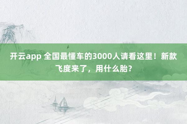 开云app 全国最懂车的3000人请看这里!新款飞度来了,用什么胎?