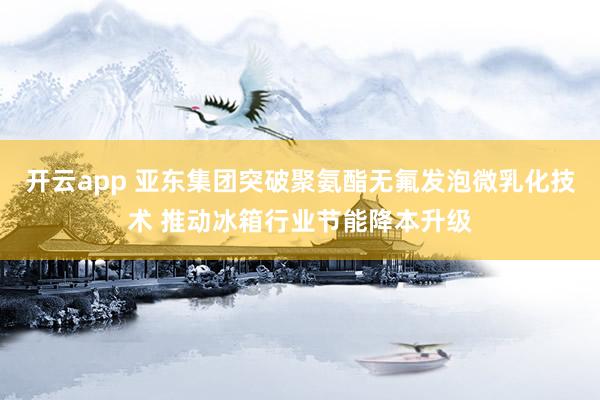 开云app 亚东集团突破聚氨酯无氟发泡微乳化技术 推动冰箱行业节能降本升级