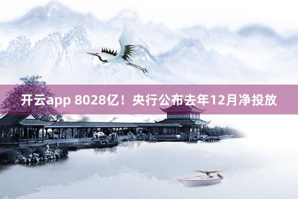 开云app 8028亿！央行公布去年12月净投放