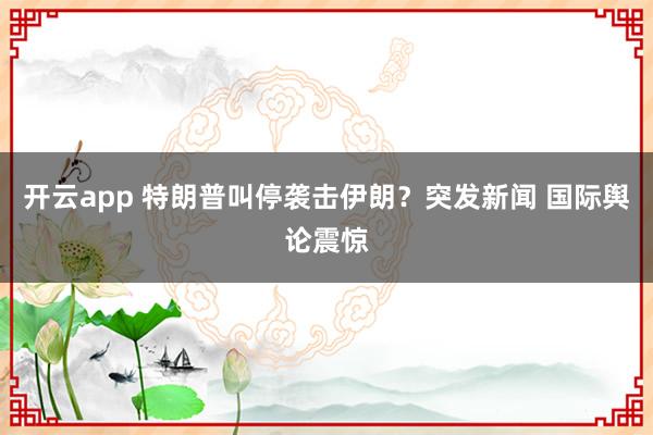 开云app 特朗普叫停袭击伊朗？突发新闻 国际舆论震惊
