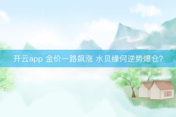 开云app 金价一路飙涨 水贝缘何逆势爆仓?