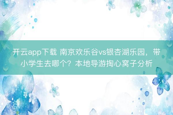开云app下载 南京欢乐谷vs银杏湖乐园，带小学生去哪个？本地导游掏心窝子分析