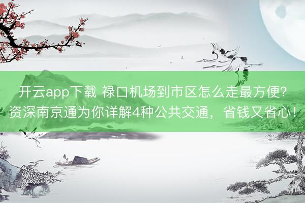 开云app下载 禄口机场到市区怎么走最方便？资深南京通为你详解4种公共交通，省钱又省心！