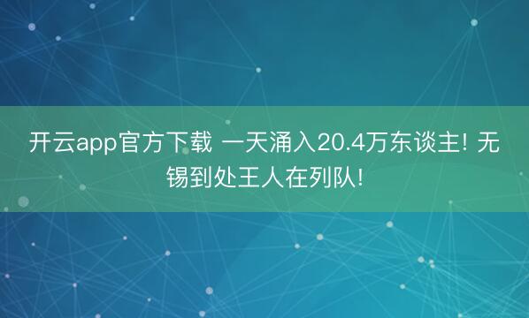 开云app官方下载 一天涌入20.4万东谈主! 无锡到处王人在列队!