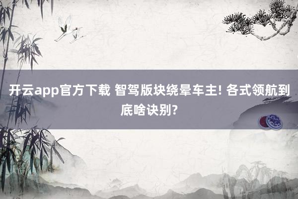 开云app官方下载 智驾版块绕晕车主! 各式领航到底啥诀别?