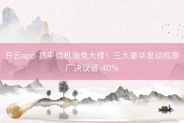 开云app 昌平烧机油免大修!三大豪华发动机原厂决议省 40%