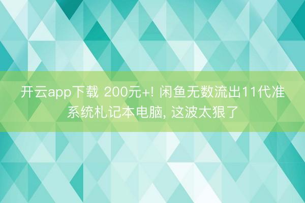 开云app下载 200元+! 闲鱼无数流出11代准系统札记本电脑, 这波太狠了
