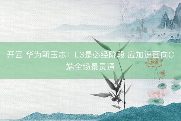 开云 华为靳玉志：L3是必经阶段 应加速面向C端全场景灵通