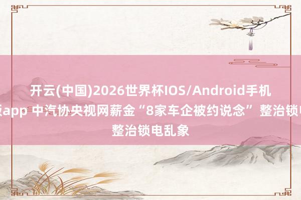 开云(中国)2026世界杯IOS/Android手机通用版app 中汽协央视网薪金“8家车企被约说念” 整治锁电乱象
