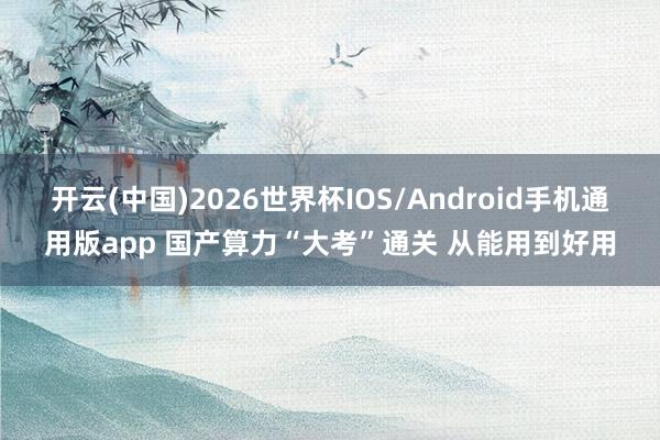 开云(中国)2026世界杯IOS/Android手机通用版app 国产算力“大考”通关 从能用到好用