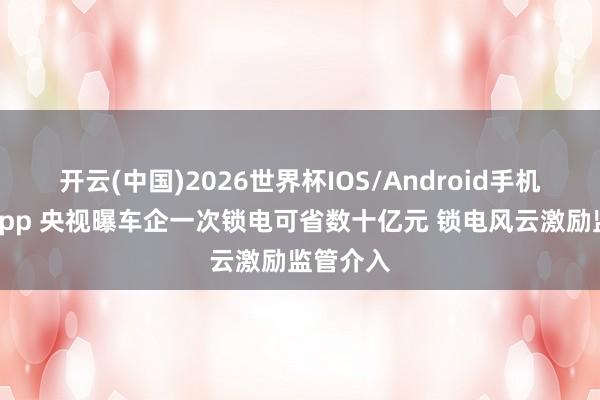 开云(中国)2026世界杯IOS/Android手机通用版app 央视曝车企一次锁电可省数十亿元 锁电风云激励监管介入