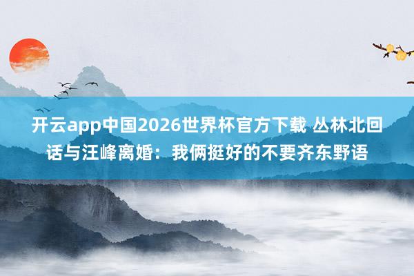 开云app中国2026世界杯官方下载 丛林北回话与汪峰离婚：我俩挺好的不要齐东野语