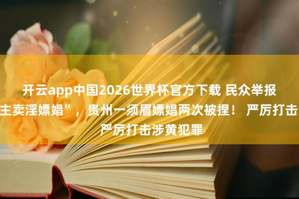开云app中国2026世界杯官方下载 民众举报“有东谈主卖淫嫖娼”，贵州一须眉嫖娼两次被捏！ 严厉打击涉黄犯罪