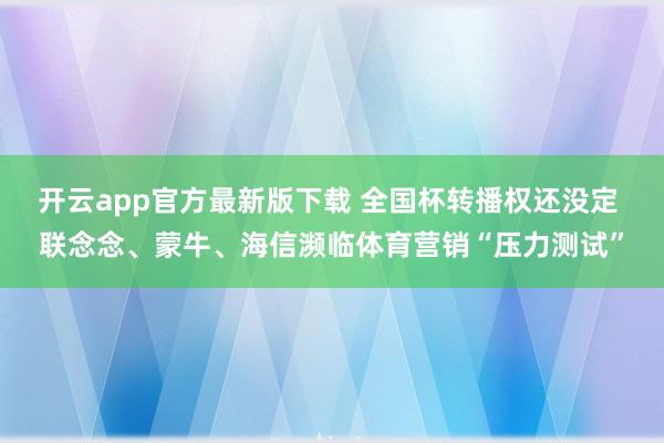 开云app官方最新版下载 全国杯转播权还没定 联念念、蒙牛、海信濒临体育营销“压力测试”