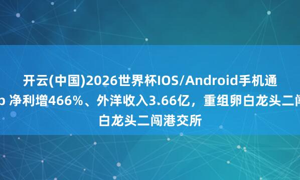 开云(中国)2026世界杯IOS/Android手机通用版app 净利增466%、外洋收入3.66亿，重组卵白龙头二闯港交所