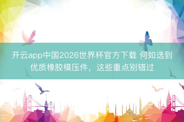 开云app中国2026世界杯官方下载 何如选到优质橡胶模压件，这些重点别错过
