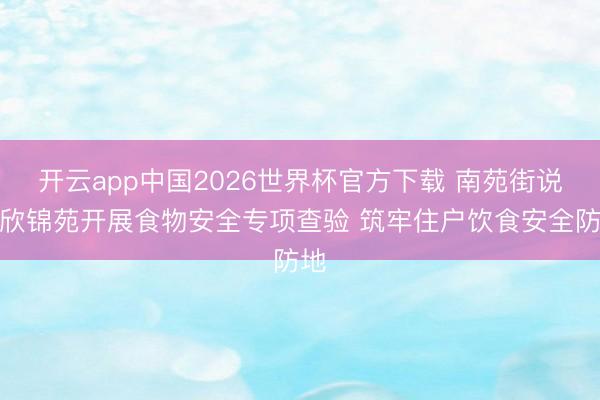 开云app中国2026世界杯官方下载 南苑街说念欣锦苑开展食物安全专项查验 筑牢住户饮食安全防地