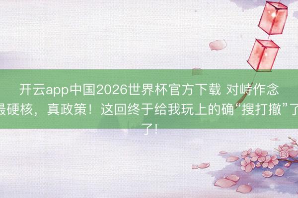开云app中国2026世界杯官方下载 对峙作念最硬核，真政策！这回终于给我玩上的确“搜打撤”了!