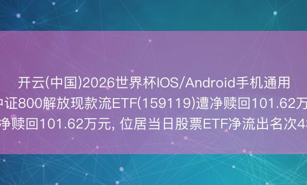 开云(中国)2026世界杯IOS/Android手机通用版app 5月27日招商中证800解放现款流ETF(159119)遭净赎回101.62万元， 位居当日股票ETF净流出名次431/1207