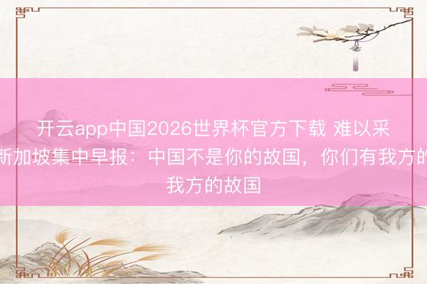 开云app中国2026世界杯官方下载 难以采用?新加坡集中早报:中国不是你的故国,你们有我方的故国