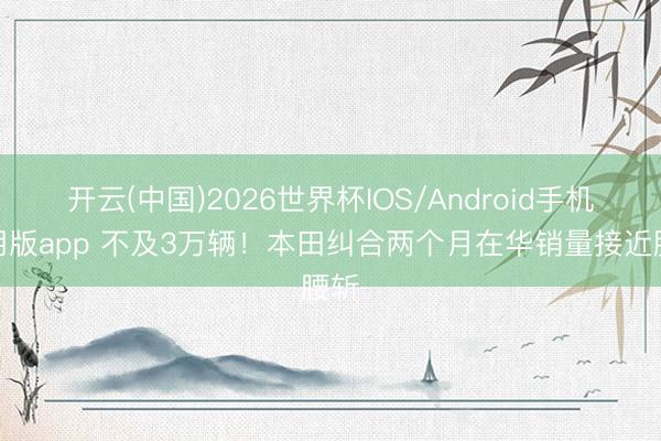 开云(中国)2026世界杯IOS/Android手机通用版app 不及3万辆！本田纠合两个月在华销量接近腰斩