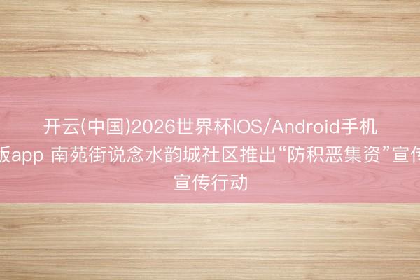 开云(中国)2026世界杯IOS/Android手机通用版app 南苑街说念水韵城社区推出“防积恶集资”宣传行动